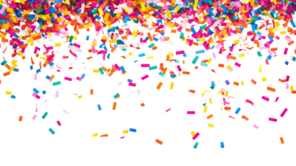 many colorful confetti isolated on transparent background