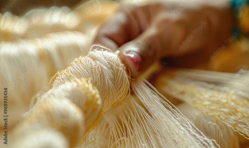 Poster twisting of threads.