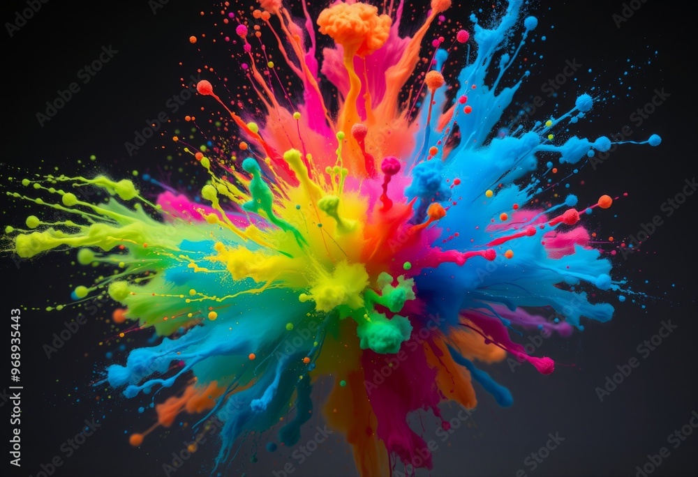 Poster exploding paint colors in motion