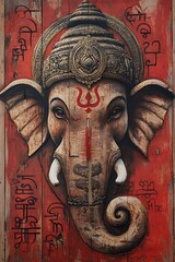 Ganesha Deity Painted on Wooden Boards.