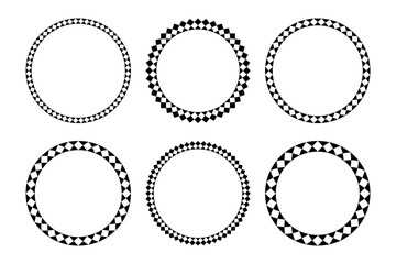 Radial Geometric Circle Patterns for Round Frames. Design Elements Set. 