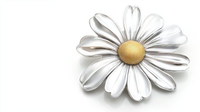 Cute smiling daisy Chrome material jewelry brooch silver.