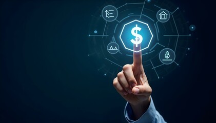 Fototapeta premium Trading chart screen with man's hand digital