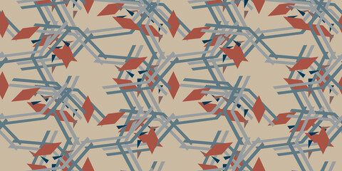 Textile motif seamless pattern. Abstract line shape geometric motif basic pattern continuous background. Man shirt all over print block. 