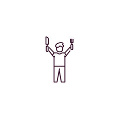 hungry human outline icon. Linear vector from feelings concept. Thin line hungry human icon isolated on white background