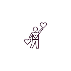 in love human outline icon. Linear vector from feelings concept. Thin line in love human icon isolated on white background