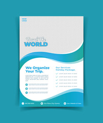 Travel Vacation Tour Agency Flyer Template Design. Modern travel flyer or poster design template bundle. Holiday, Summer travel and tourism flyer or poster template design. Business Brochure.