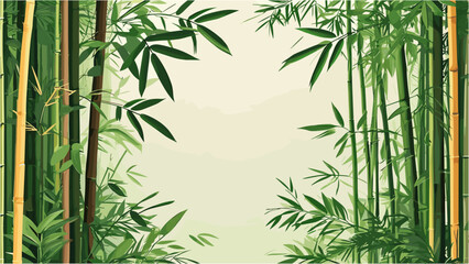 Stylish Bamboo Vector Background with Asian Nature Elements