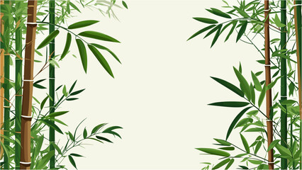 Fototapeta premium Elegant Bamboo Vector Leaf Background in Modern Asian Style