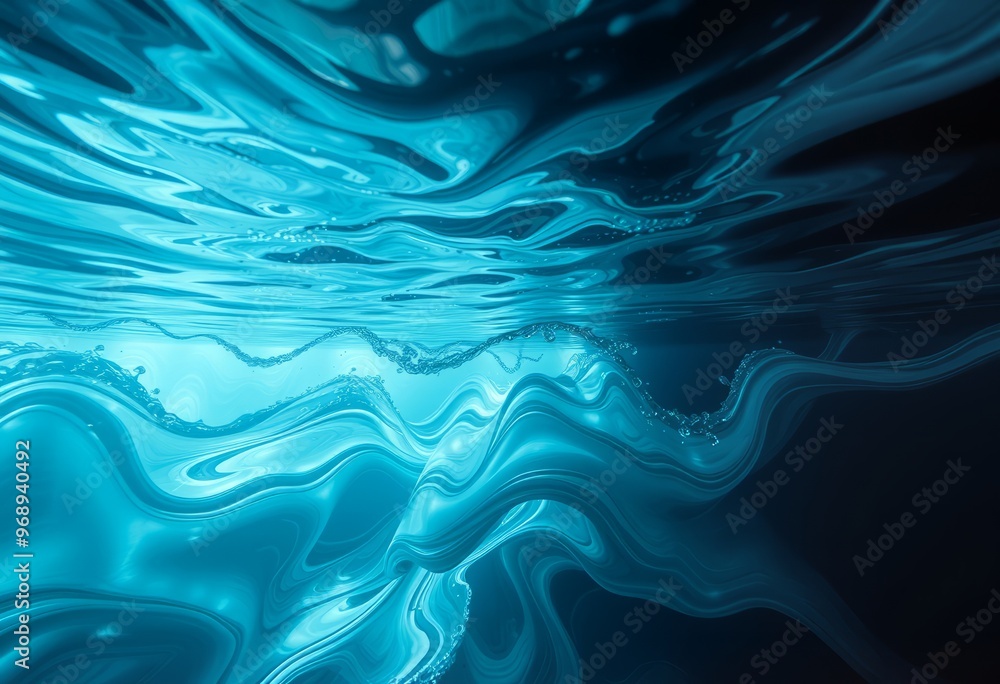 Poster surreal underwater scene with abstract and fluid wave formations