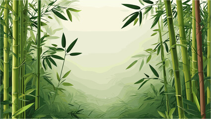 Elegant Bamboo Vector Leaf Background in Modern Asian Style