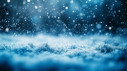 Obraz premium Blue Snowfall in Focus Generative AI
