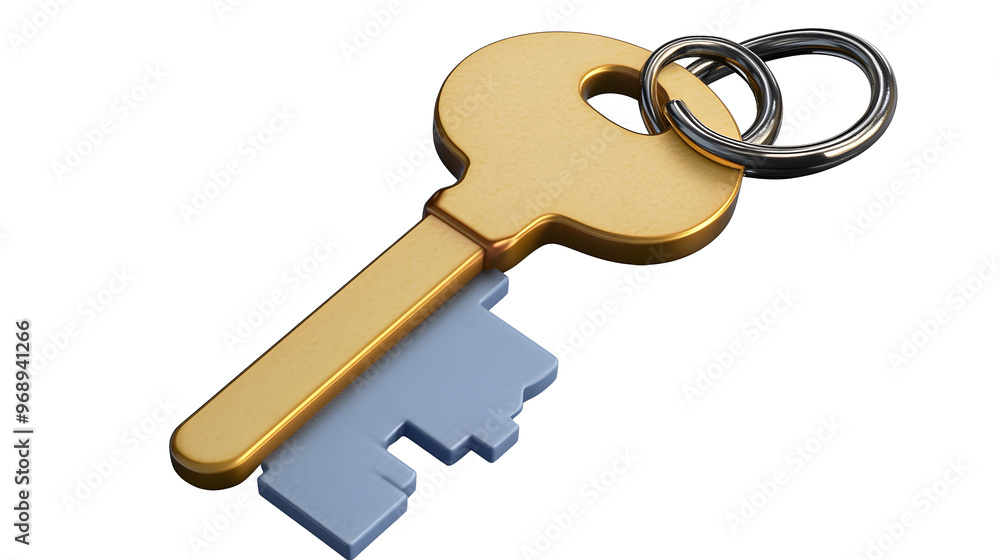 Poster key with label, 3d icon. 3d object on a transparent background