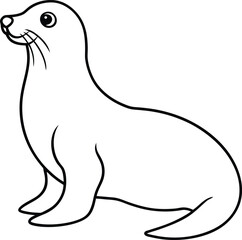 Adorable Sea Lion Fun Vector Illustration for Kids Coloring Book
