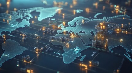 AI-Enhanced Supply Chain Optimization System: A global network of logistics and supply chains managed by AI for efficiency and real-time adjustments.