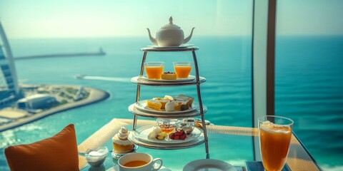 High tea by the ocean with a view.