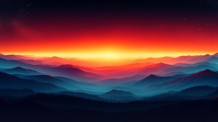 Obraz premium Serene Sunset Over Mountains Generative AI