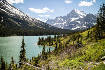 Grinnell Lake,  located in Glacier National Park, in the U. S. state of Montana. Named after George Bird Grinnell, 15 June 2024.