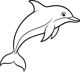 Jumping Dolphin Over Waves Vector Design for Kids to Color
