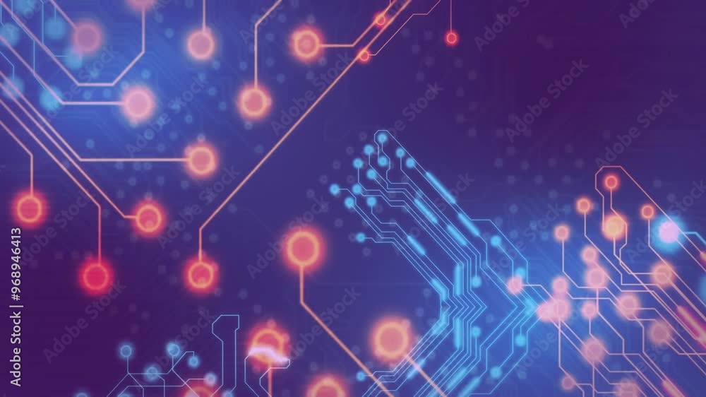 Poster Animation of computer circuit board on black background