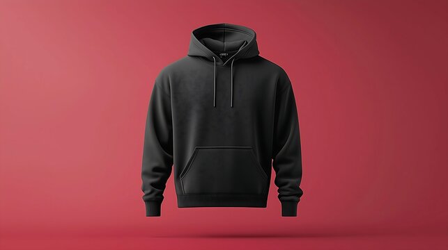 A men's hoodie mockup in a realistic setting, front view, with customizable areas for text or graphics, displayed on a simple, clean background - Powered by Adobe