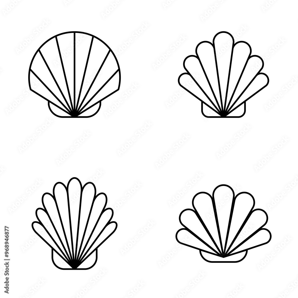 Poster set of shell logo. icon design. template elements