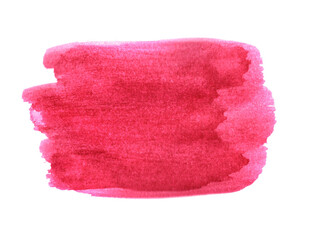 Rosa rote Wasserfarbe gemalt mit einem Pinsel auf weissem Hintergrund