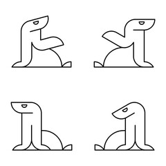 Set of Sea Lion logo. Icon design. Template elements