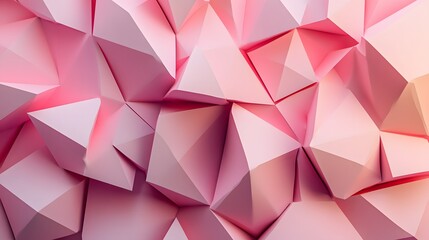 Obraz premium Overlapping tetrahedrons in shades of pink creating a layered 3D effect