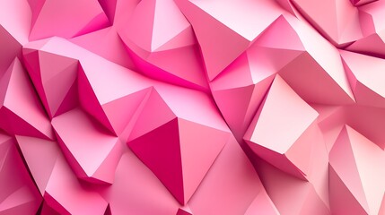 Fototapeta premium Overlapping tetrahedrons in shades of pink creating a layered 3D effect