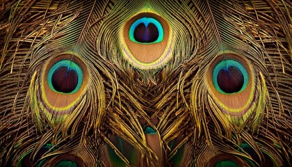 Fototapeta premium Refined gold peacock tail feathers