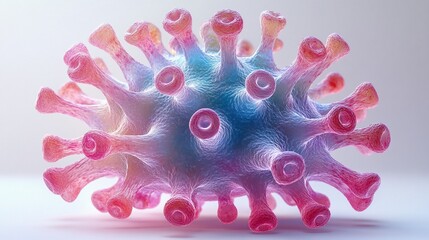 Naklejka premium High-Resolution Macro Image of a Microscopic Virus Particle with Colorful Spikes