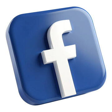 3d facebook logo social media fb icon isolated on png transparent background