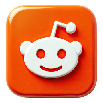 3d reddit logo social media communication forum icon square button isolated on png transparent background