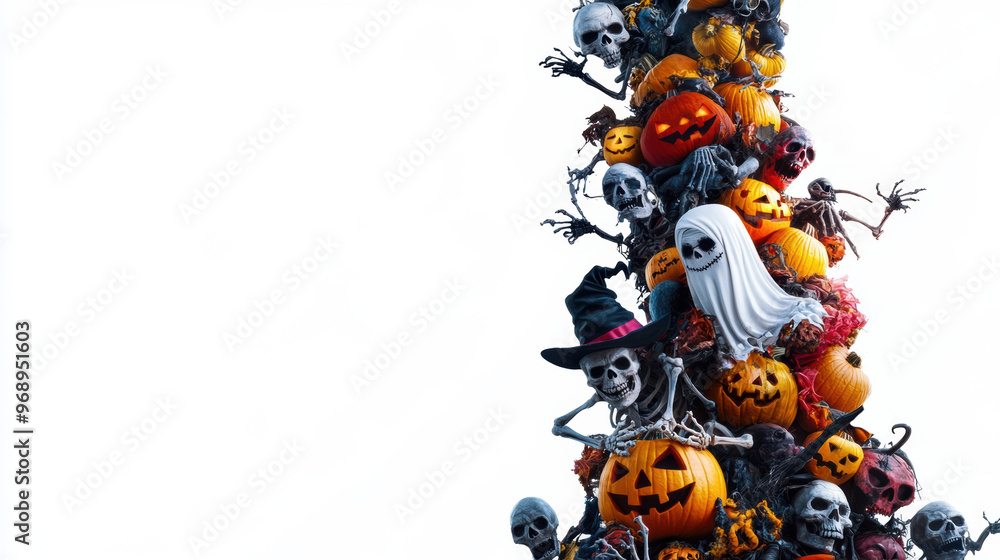 Canvas Prints A tall halloween tree with lots of pumpkins