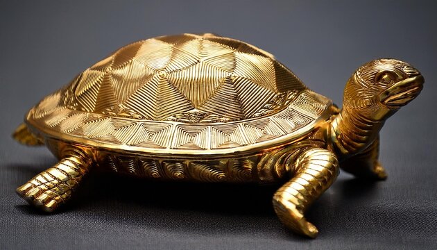 Gold turtle with intricate shell patterns