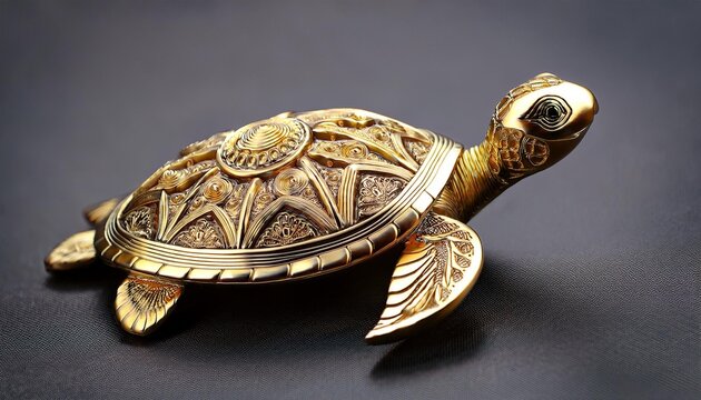 Gold turtle with intricate shell patterns