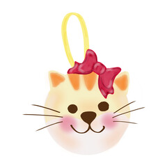 cat with a gift baubles