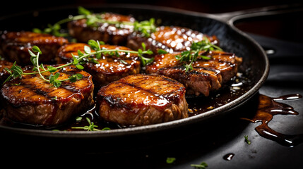 Fototapeta premium Balsamic-Honey Glazed Pork Medallions 