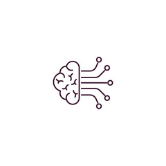 ai brain outline icon. Linear vector from ai and tech concept. Thin line ai brain icon isolated on white background