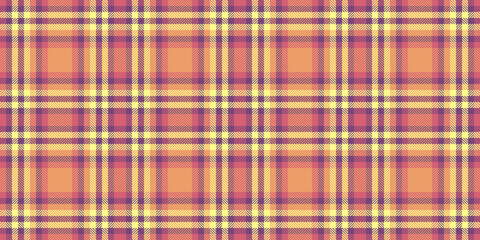 Layout plaid pattern texture, party vector tartan fabric. Luxurious seamless background check textile in magenta and orange colors.