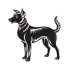 Dog  silhouette vector art illustration isolated on white background.