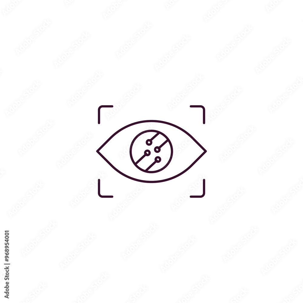Poster smart lens outline icon. linear vector from ai and tech concept. thin line smart lens icon isolated 