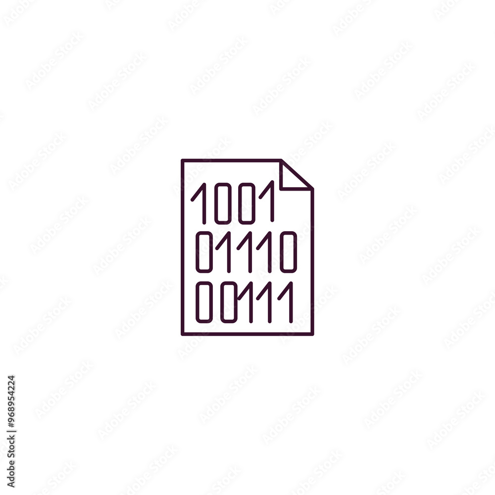 Poster binary outline icon. linear vector from ai and tech concept. thin line binary icon isolated on white