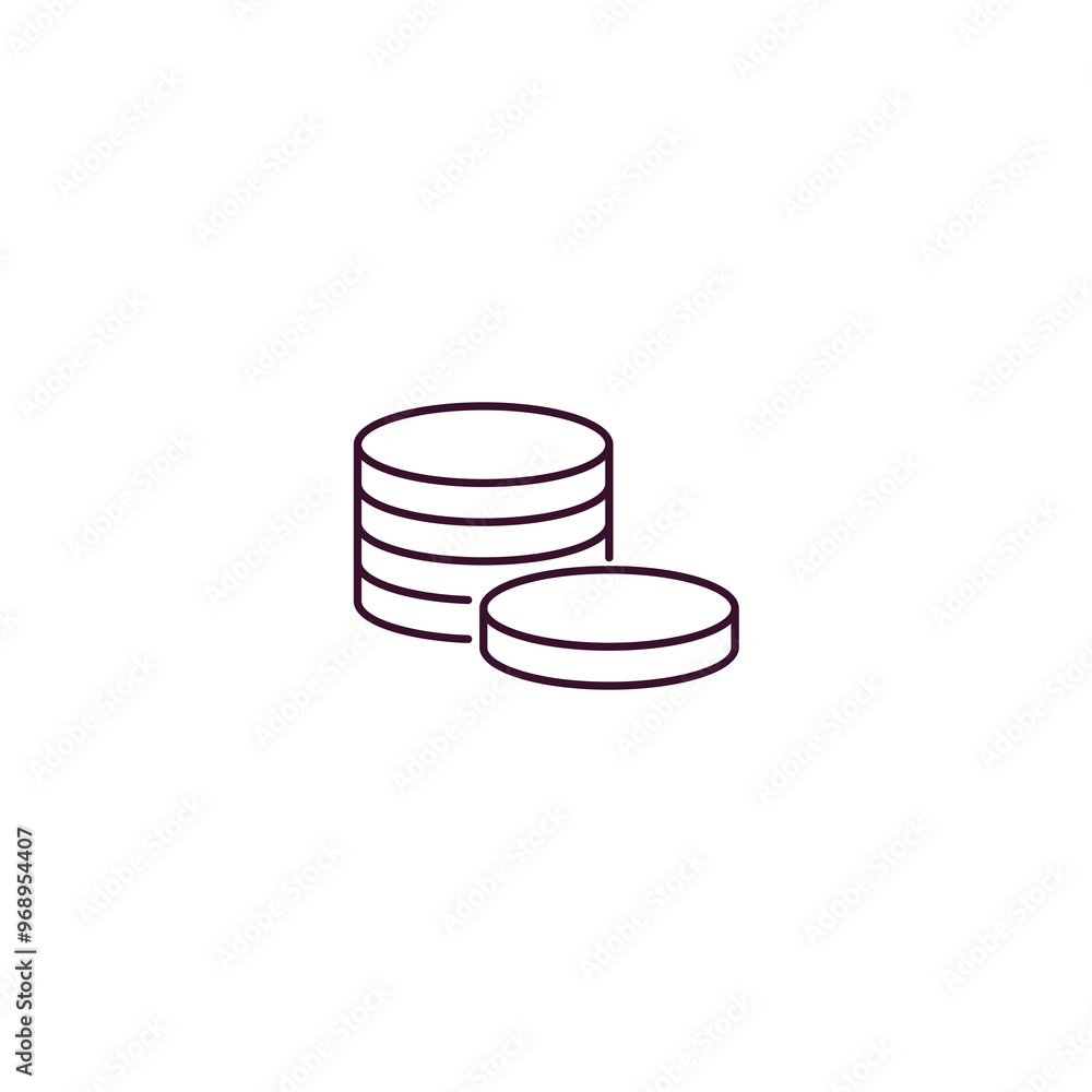Poster coins outline icon. linear vector from ai and tech concept. thin line coins icon isolated on white b