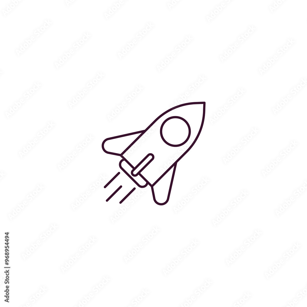 Poster rocket outline icon. linear vector from ai and tech concept. thin line rocket icon isolated on white