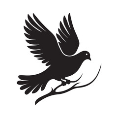 Dove silhouette vector art illustration isolated on white background.