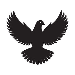 Dove silhouette vector art illustration isolated on white background.