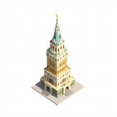 Obraz premium isometric building simple white isolated illustration concept top view out