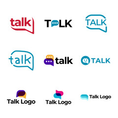 Set of Modern Chat Talk Logo Design Vector Template